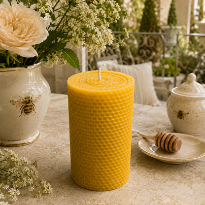 Large Honeycomb Beeswax Pillar Candle