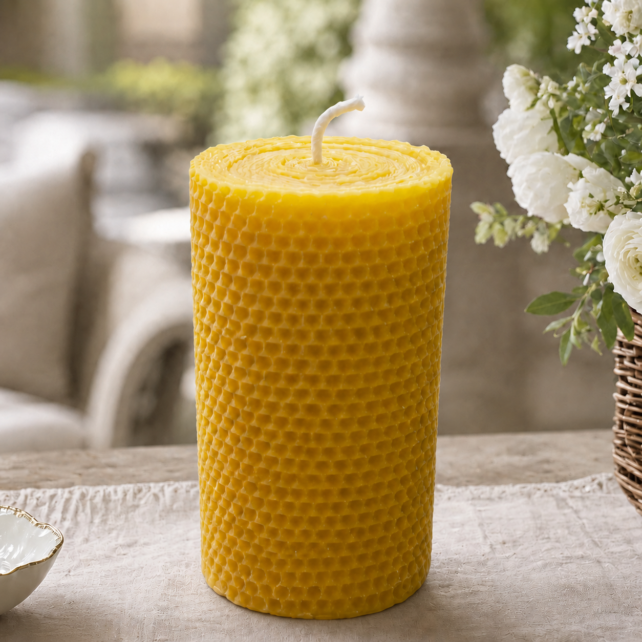 Large Honeycomb Beeswax Pillar Candle