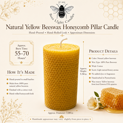 Large Honeycomb Beeswax Pillar Candle