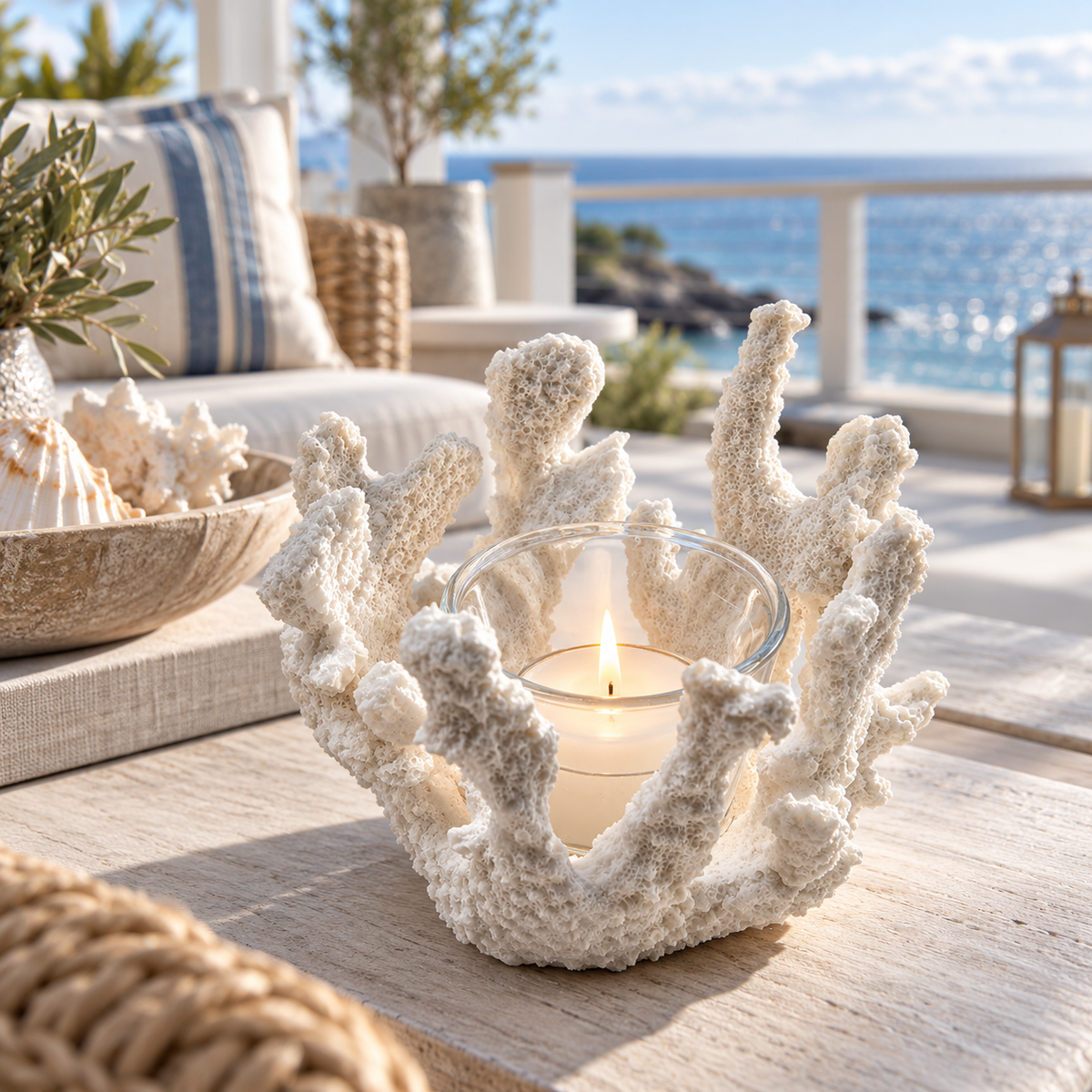White Coral Tealight Candle Holder