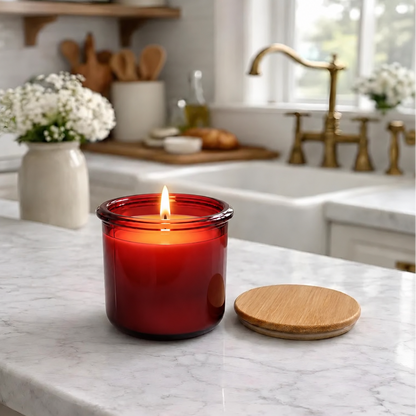 USA Beeswax Jar Candle in 10 Oz Spanish Recycled Glass Bamboo Lid