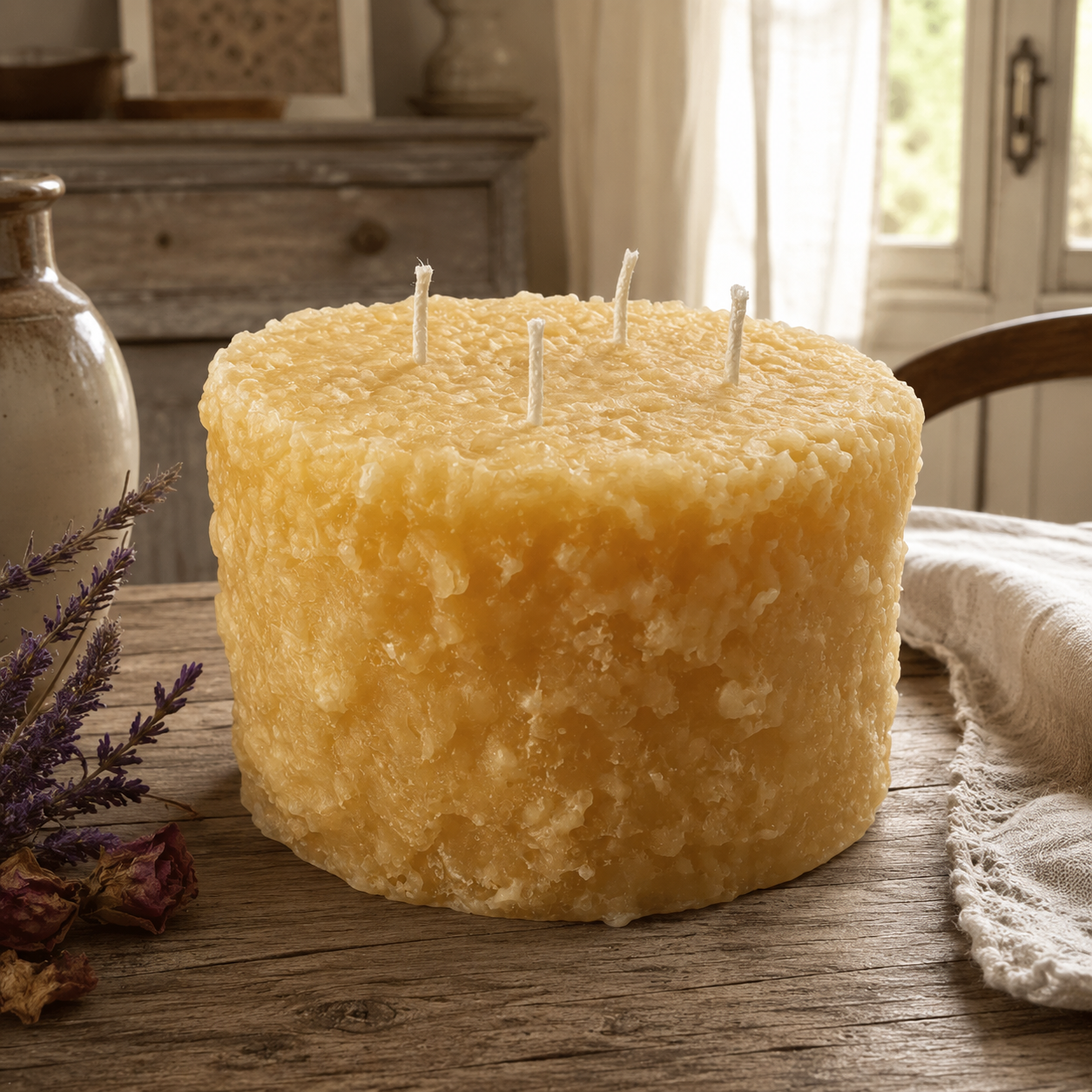 Grubby 6x5" LARGE Pillar Beeswax Candle