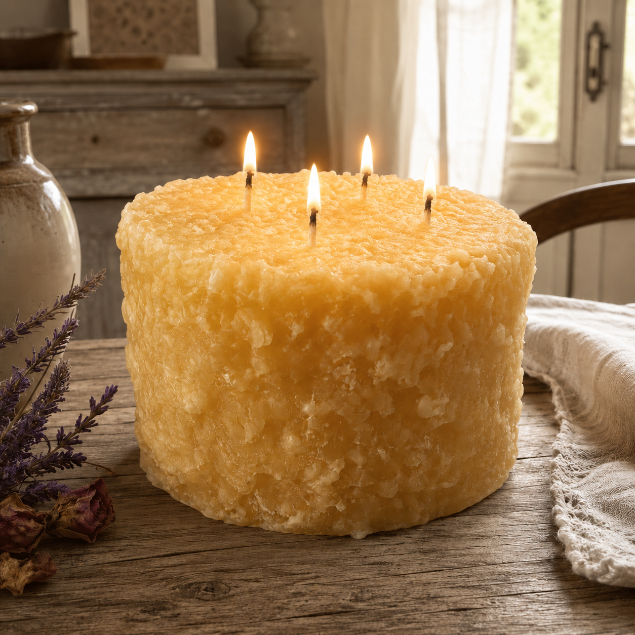 Grubby 6x5" LARGE Pillar Beeswax Candle