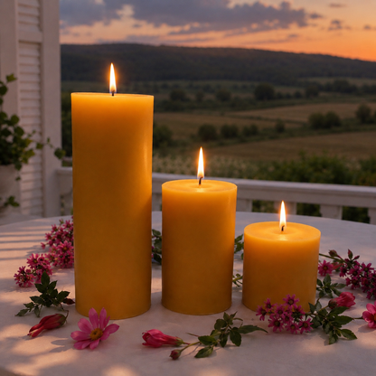 2 Inch Yellow Beeswax Pillar Candle Set