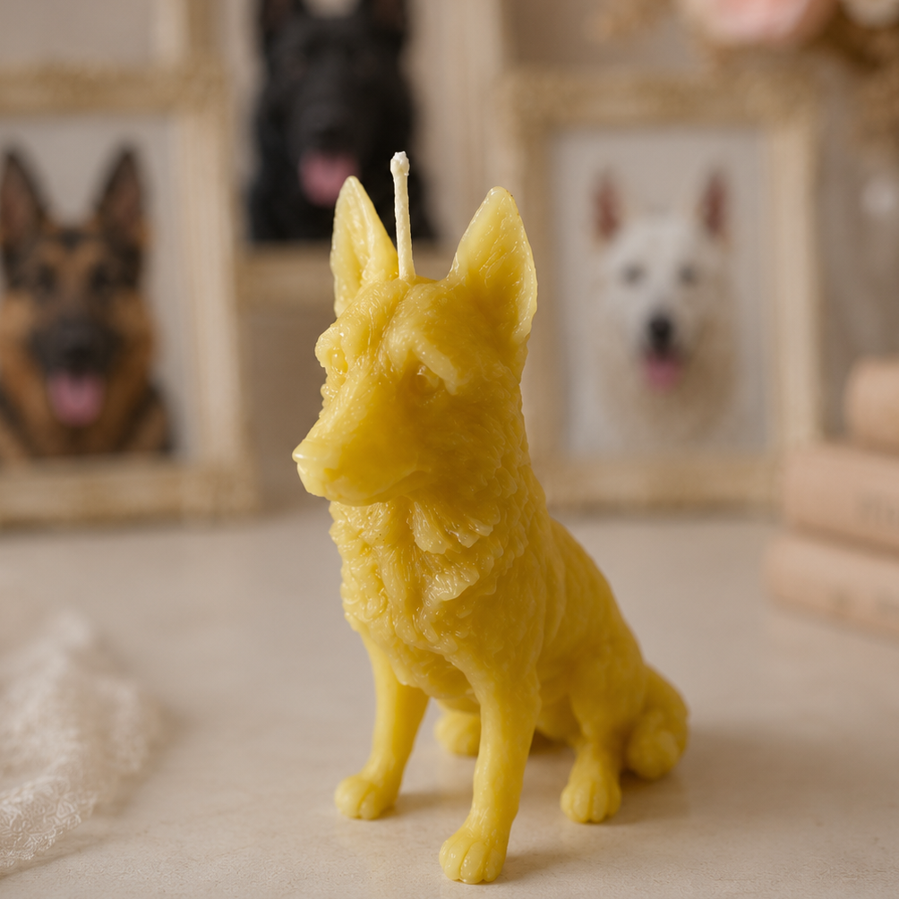 German Shepherd Puppy Beeswax Candle