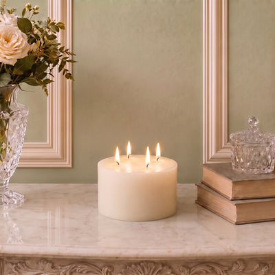 Giant 6 Inch Wide White Beeswax 4 Wick Candles 7 Sizes
