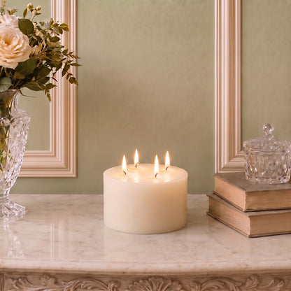 Giant 6 Inch Wide White Beeswax 4 Wick Candles 7 Sizes