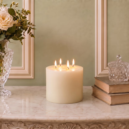 Giant 6 Inch Wide White Beeswax 4 Wick Candles 7 Sizes