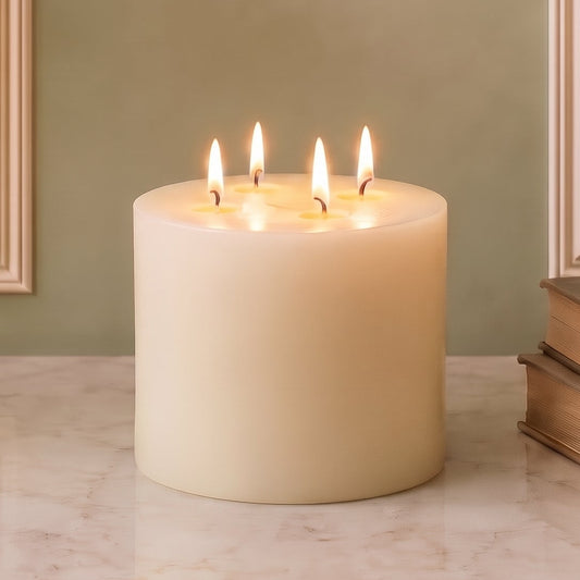 6x5" White Beeswax Pillar Candle