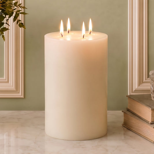 6x9" White Beeswax Pillar Candle