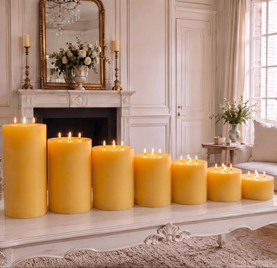Giant 6 Inch Wide Yellow Beeswax 4 Wick Candles