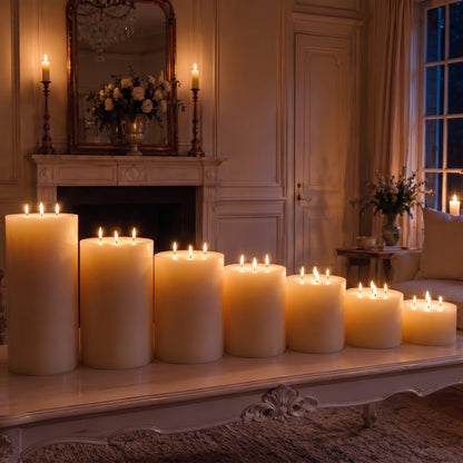 Giant 6 Inch Wide White Beeswax 4 Wick Candles 7 Sizes