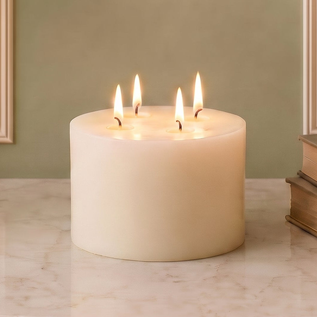 6x4" White Beeswax Pillar Candle
