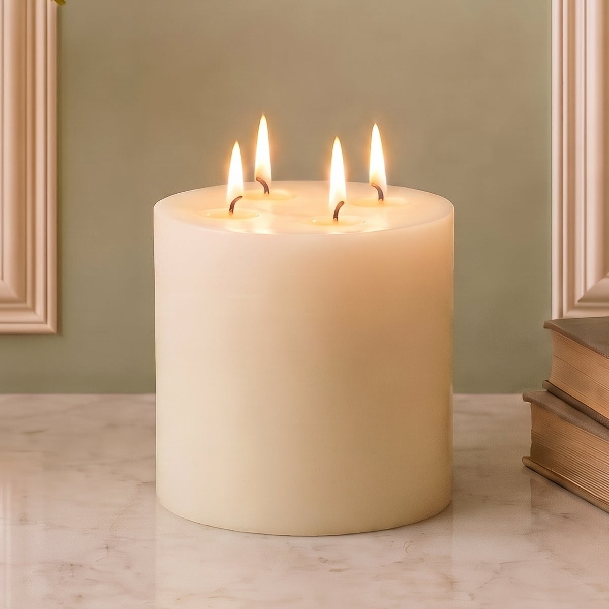 6x6" White Beeswax Pillar Candle