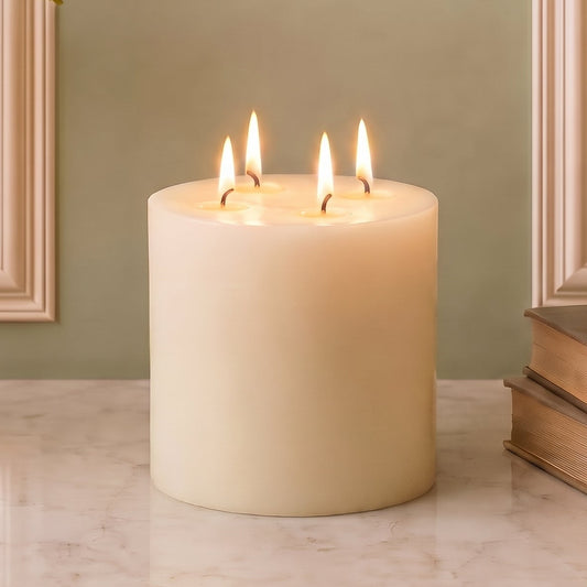 6x6" White Beeswax Pillar Candle