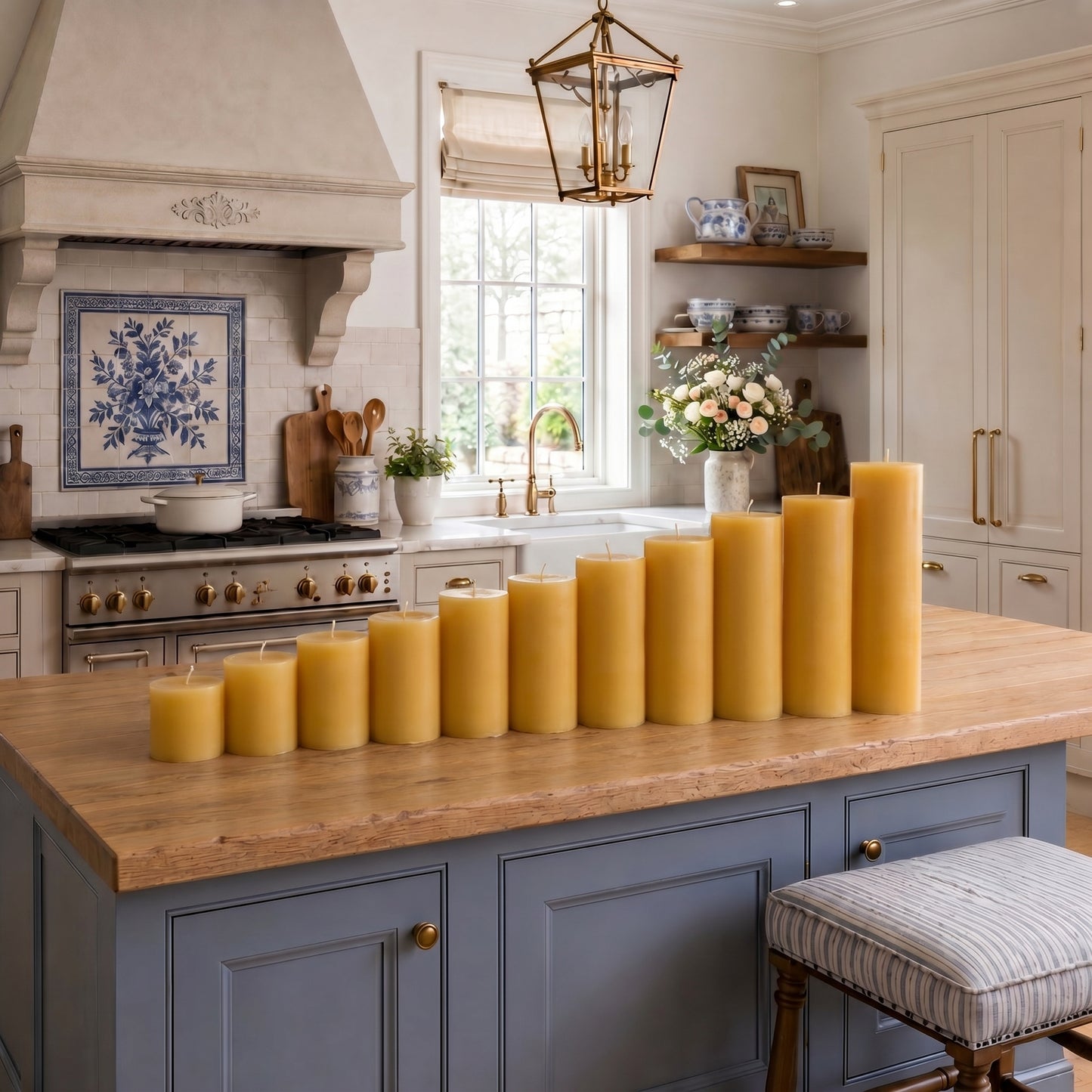 Candle Symphony 11 Piece Yellow-Beeswax Pillar Set 3-Inch Diameter