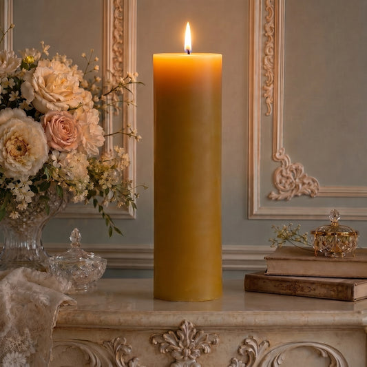4x14 Inch Yellow Beeswax Pillar Candle