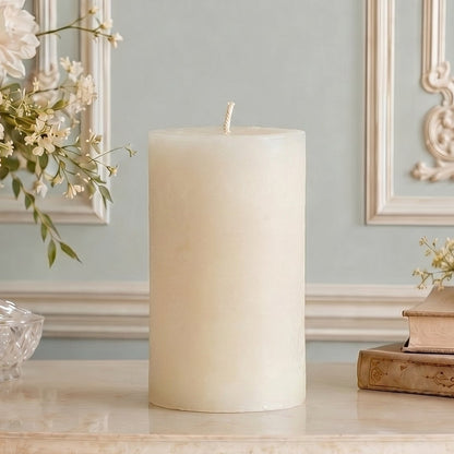 4x6 Inch White Beeswax Pillar Candle