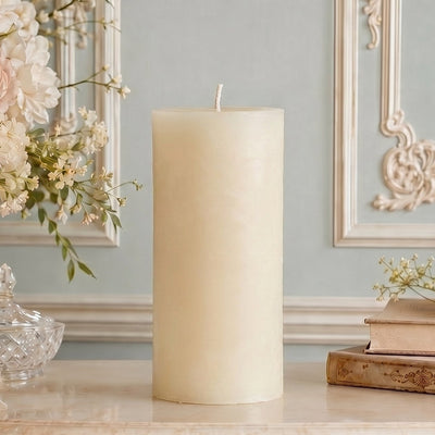 4x8 Inch White Beeswax Pillar Candle