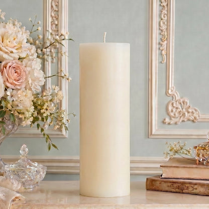 4x11 Inch White Beeswax Pillar Candle