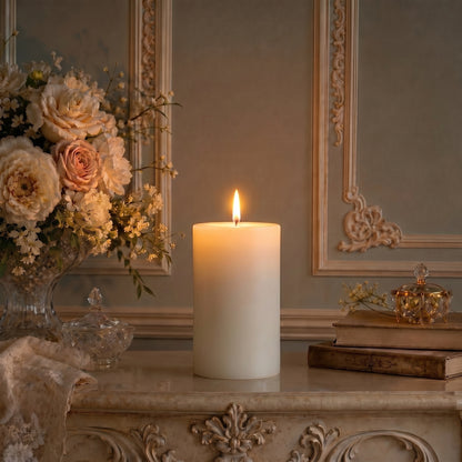 4x6 Inch White Beeswax Pillar Candle