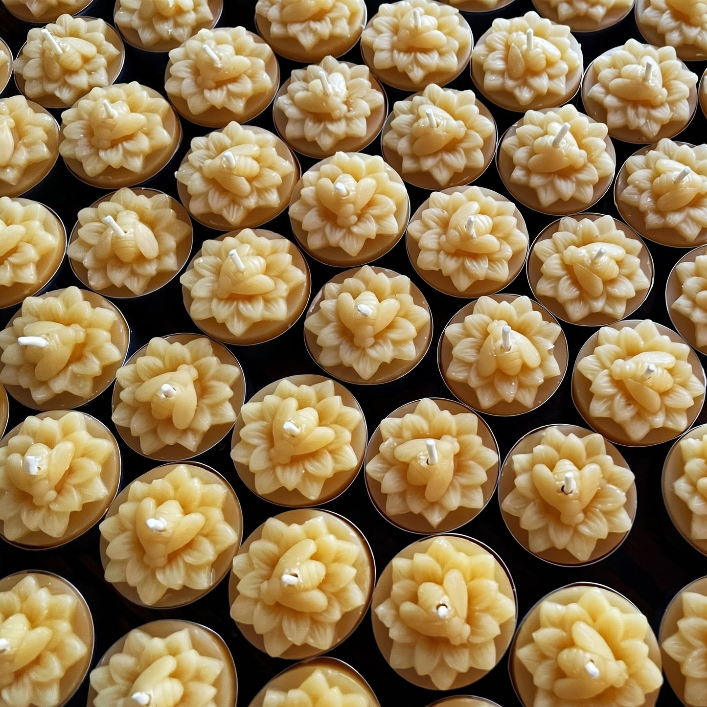 Honeybee Flower Beeswax Tealight Candles
