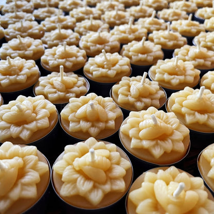 Honeybee Flower Beeswax Tealight Candles