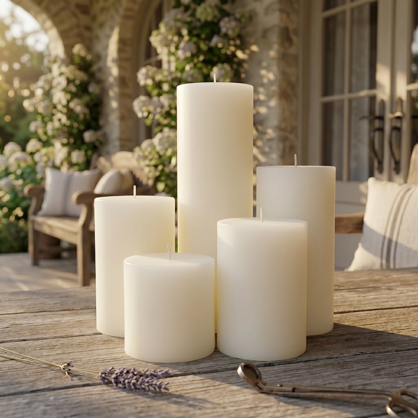 3 Inch White Beeswax Pillar Candles