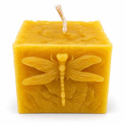 Square Dragonfly Beeswax Pillar Candle