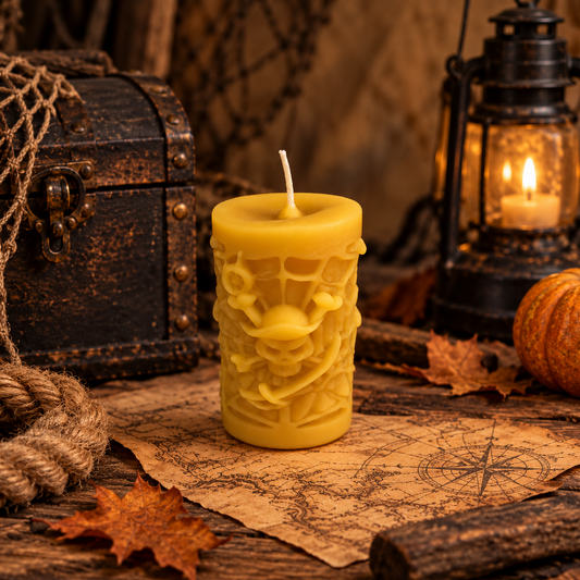 Pirates Pillar Halloween Beeswax Candle
