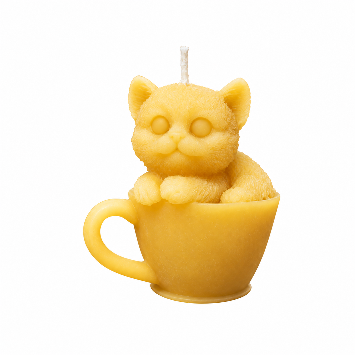 Kitty Cat Tea Cup Beeswax Candle