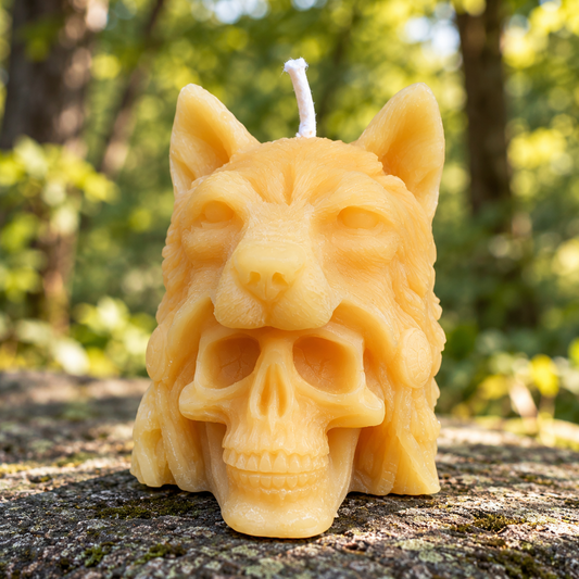 Indian Chief Skull Wolf Candle