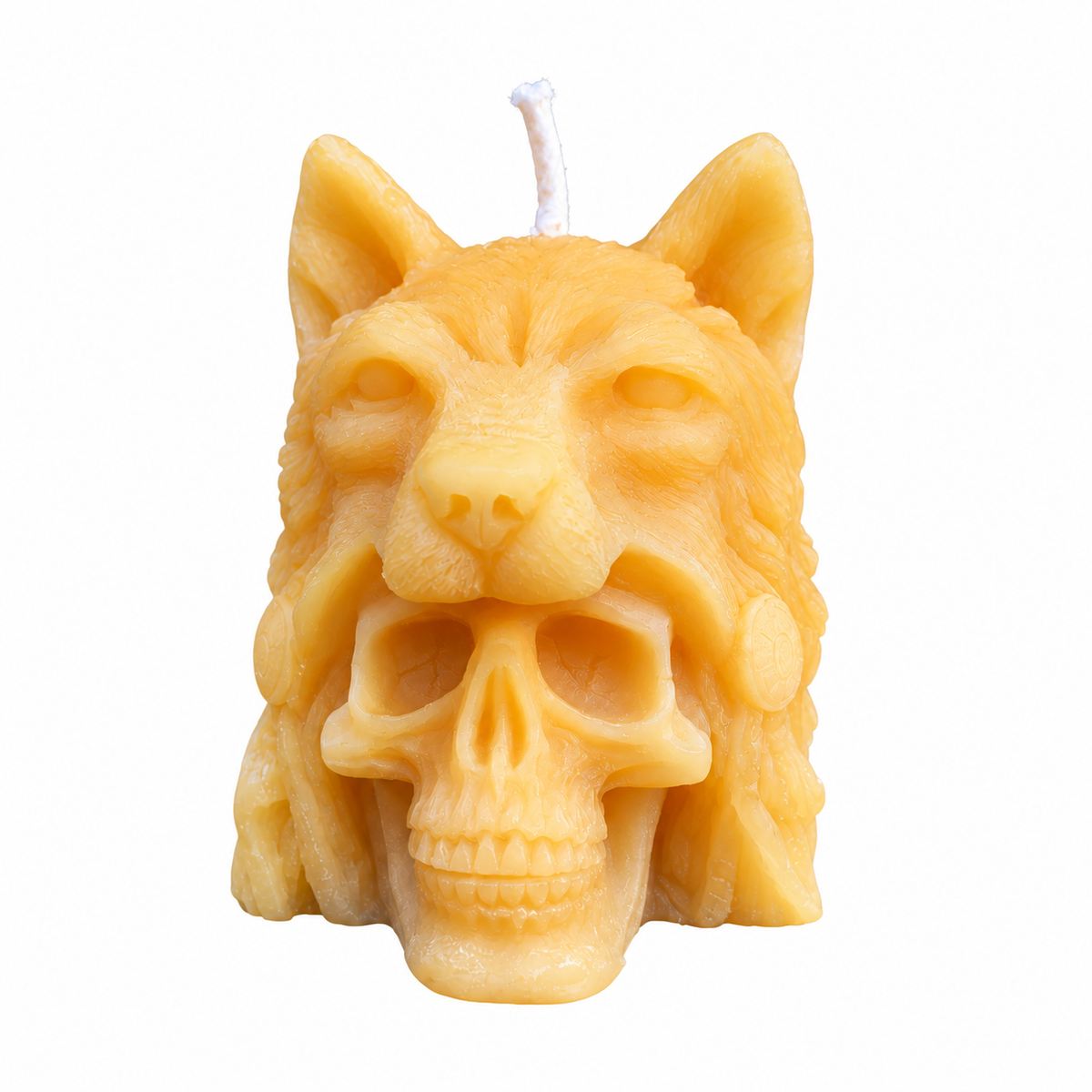 Indian Chief Skull Wolf Candle
