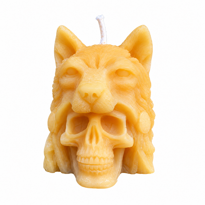 Indian Chief Skull Wolf Candle