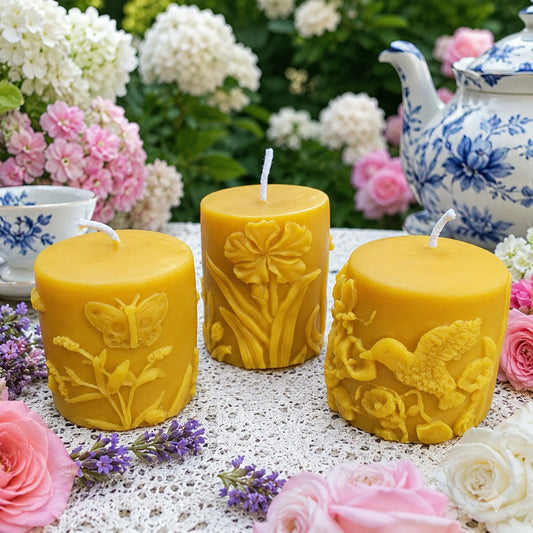 Butterfly | Hummingbird | Flower | Beeswax Pillars