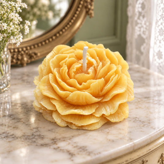 Peony Flower Beeswax Candle