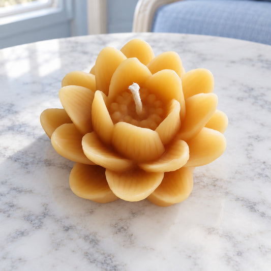 Delicate Lotus Flower Beeswax Candle