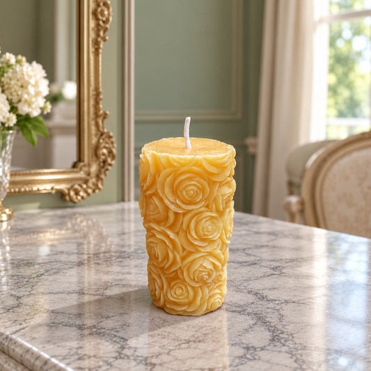 Mini Rose Beeswax Pillar Candle