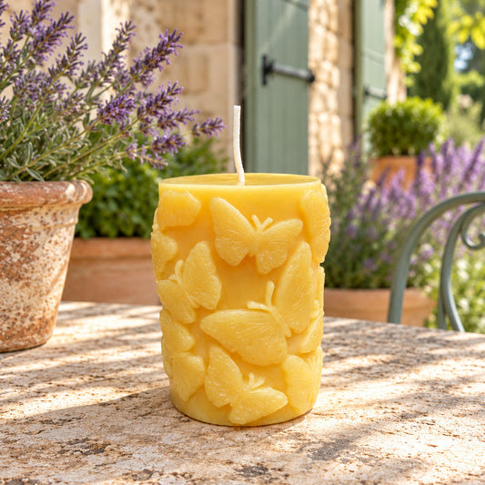 Butterflies Beeswax Pillar Candle