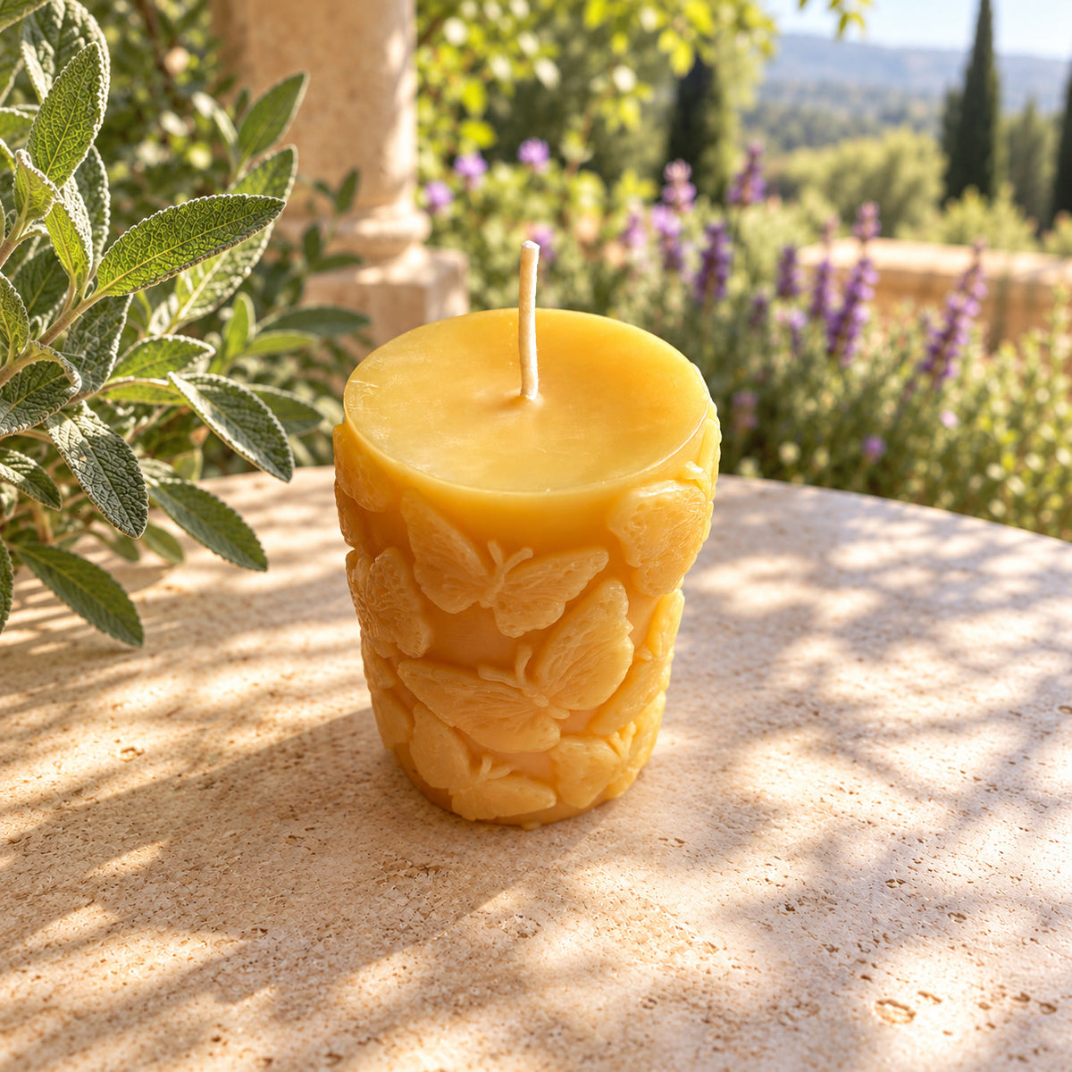 Butterflies Beeswax Pillar Candle