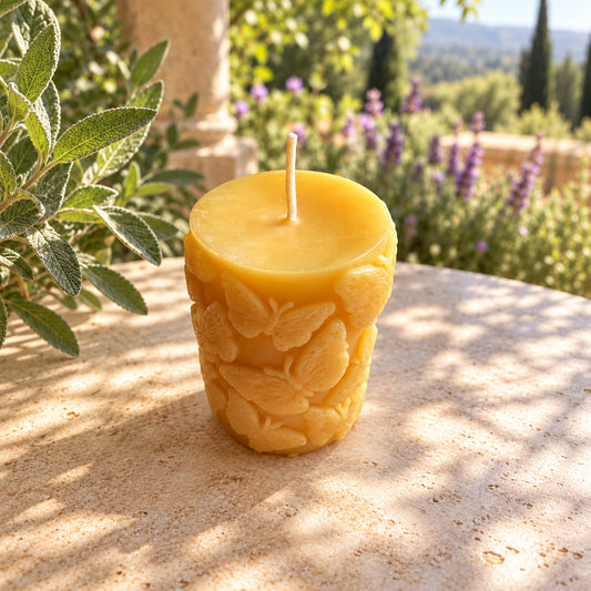 Butterflies Beeswax Pillar Candle