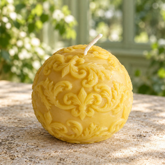 Fleur De Lis Ball Beeswax Candle