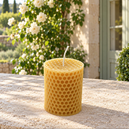 Honeycomb Cylinder Beeswax Candle