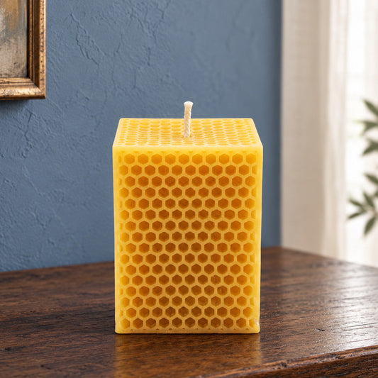 Honeycomb Beeswax Square Pillar Candle