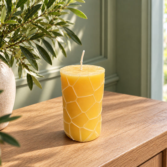 Honeycomb Pattern Beeswax Pillar Candle