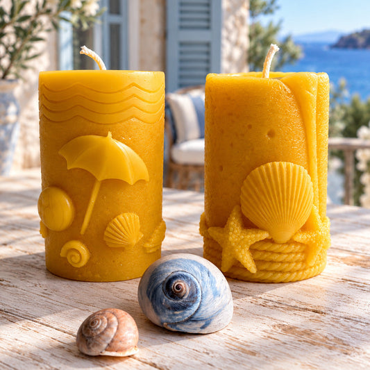 Beach Themed Beeswax Candle Set