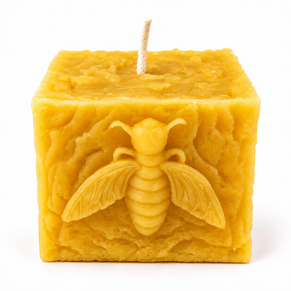 Square Bee Beeswax Pillar Candle
