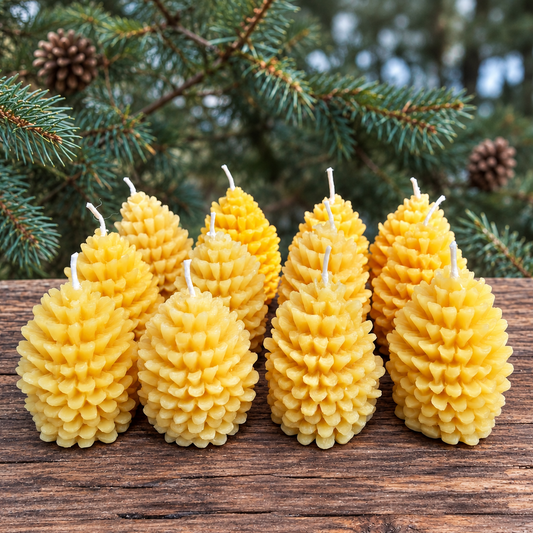One Dozen Pinecone Beeswax Candles