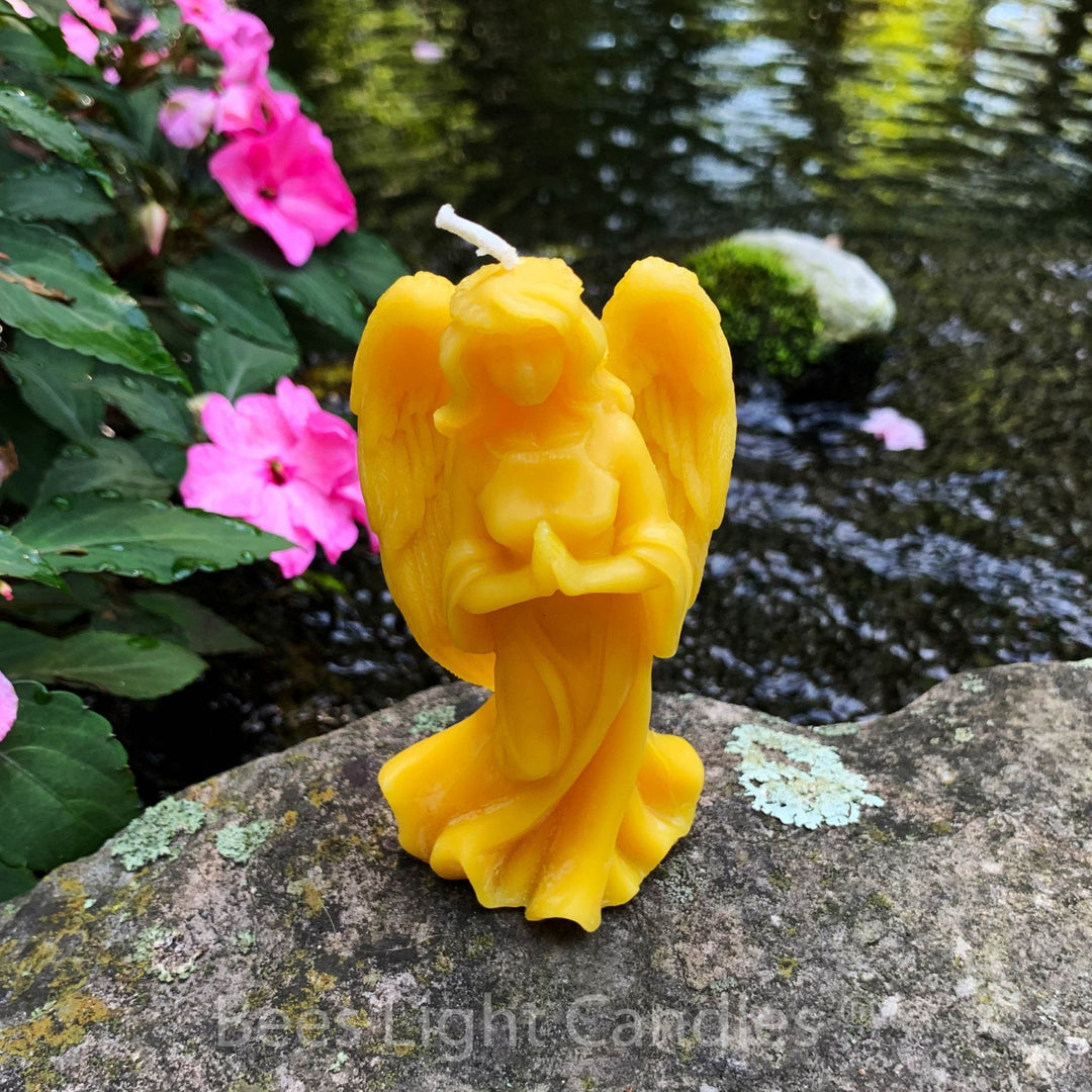 Angel Beeswax Candles | All Natural Yellow Beeswax Candle Set | Cupid | Christmas | Holiday | Heaven | Hell | Angels Wings | USA Honey Scent - Bees Light Candles