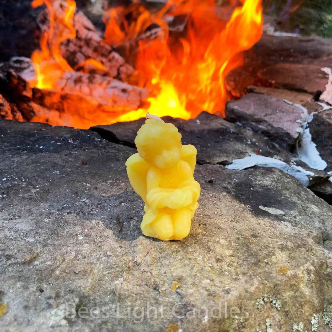 Angel Beeswax Candles | All Natural Yellow Beeswax Candle Set | Cupid | Christmas | Holiday | Heaven | Hell | Angels Wings | USA Honey Scent - Bees Light Candles